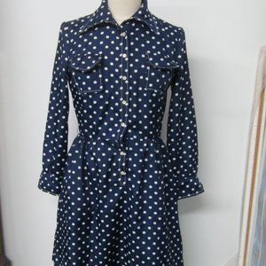 Jonathan Logan Vintage blue polka dot button front dress  9 10